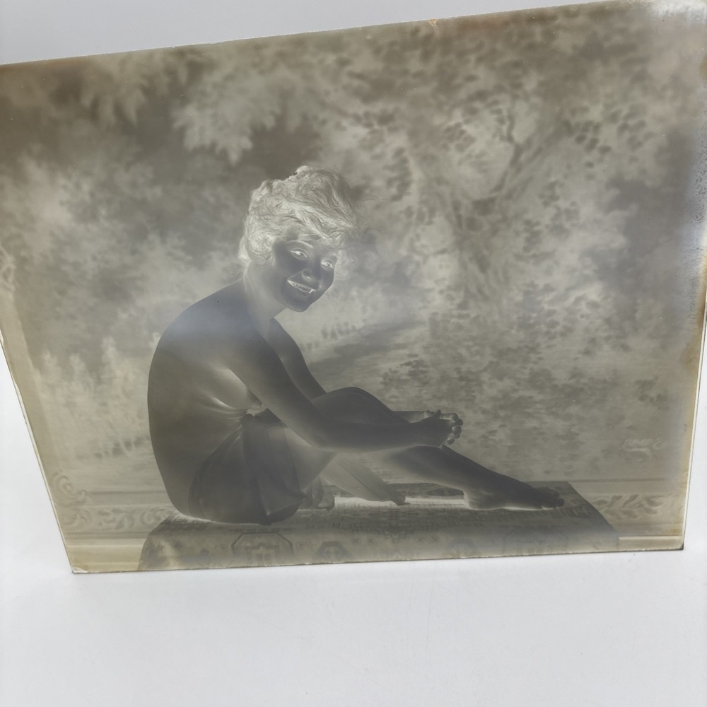 Vintage Glass Plate Negative Artistic Portrait Sensual Woman Avant Garde Photo